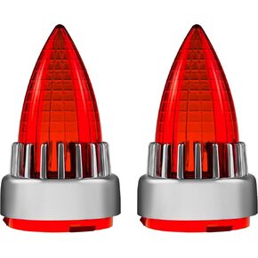 FATECIM 2" Turn Signal Light Covers Supersonic Replacement Red Lenses Clip On for Softail Street Road Glide Fat Boy Sportster Dyna Deluxe Chrome Bezel