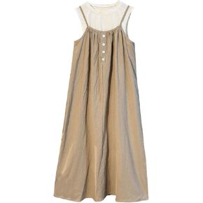 SweatyRocks Girl's Summer Sundress Spaghetti Strap Linen Maxi Dress Hawaiian Beach Cami Dresses