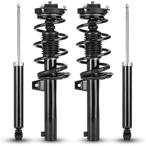 Front+Rear Complete Struts w/Coil Springs Shock Absorbers Fit for 06-13 Audi A3/A3 Quattro, for Golf 10-14, for Jetta 05-10, for Passat FWD/Rabbit 06-09, for CC 09-17 Replace #5611 172311 4PCS