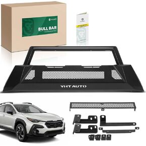 YHTAUTO Bull Bar Push Bar with Skid Plate Light Mount Fit Subaru Crosstrek 2018-2020, Heavy Duty Steel Brush Guard for Truck Front Bumper w/o Winch Frame Textured Black Off Road Accessories