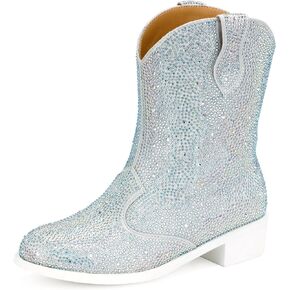 Cowgirl Boots for Girls Boys Almond Toe Rhinestone Comfortable Fashion Dress Western Mid Calf Boots
