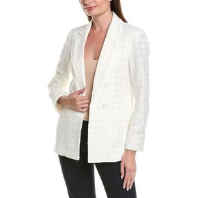 Anne Klein Women's Eyelash Tweed Faux Double Breasted Jacke, Bright White