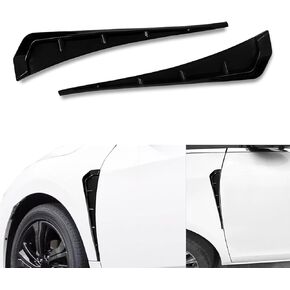 2 PCS Car Fender Side Vents, Carbon Fiber Air Intake Hole Grille Spoiler Sticker, Car Decorative Sticker Automotive Universal Fender Exterior Accessories (Black)