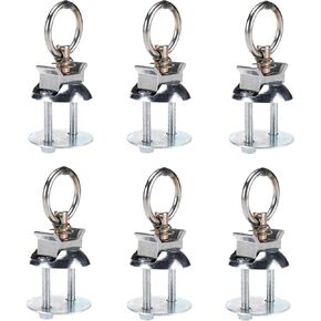 (Pack of 6) Bolt on L Track Tie Down Anchor Kits with Backer Plate and Round, Single Stud Quick Release Ring - Hardware Included