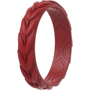 ThunderFit Silicone Wedding Bands for Women - Breathable Leaf Design 5.2mm Wide 2mm Thick - 1/4/7 Variety Multipack
