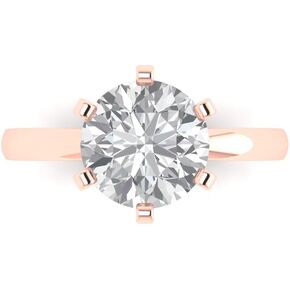 Clara Pucci 3.1 ct Brilliant Round Cut Stunning Flawless Moissanite Solid 18K Rose Gold Solitaire Art Deco Bridal Wedding Statement ring