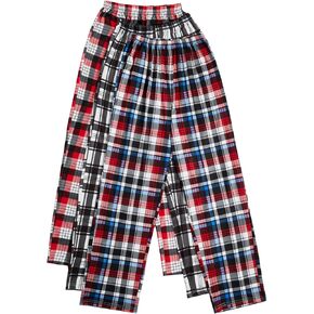 Floerns Women's 3 Pcs Elastic Waist Pajama Pants Plaid Print Lounge Pants