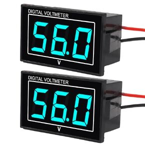 2PCS Digital Voltmeter DC 12V 24V Car LED Digital Volt Meter Battery Gauge Voltage DC5-130V 0.56" Waterproof Battery Monitor for Golf Cart Club Car Bicycle Motorcycle(Blue)