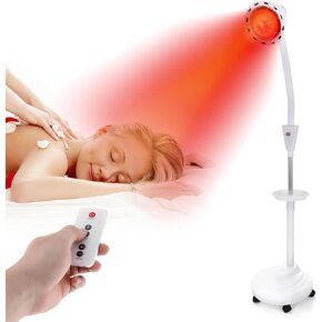 Infrared Heat Lamp,Near 275w Red Light Therapy Device for Body Pain Relief with Wheels Stand and Tray/Remove Control Joint Pain Muscle Aches(Single Head)