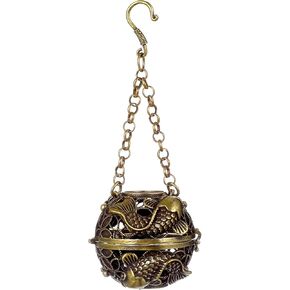 Housoutil Hanging Incense Burner Ball, Small Incense Burner, Brass Incense Burner with Lid for Home Office Decoration