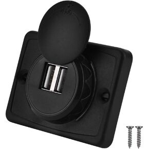 POCREATION Car USB,Prise USB Encastrable .1A Car Dual Black Abs USB Port Socket Outlet 12V Led Waterproof Super Fast Undersized Metal Adapter Cigarette Lighter Dc,Prise USB Encastrable
