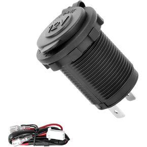 Cigarette Lighter Socket, Waterproof Dustproof 12V Power Outlet Socket Receptacle for Car Marine Motorcycle ATV (Blue)