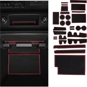 CupHolderHero fits Nissan Titan Accessories 2016-2024 Premium Custom Interior Non-Slip Anti Dust Cup Holder Inserts, Center Console Liner Mats, Door Pocket Liners 38pc Set (Bucket SuperCrew)(Red Trim) in Kuwait