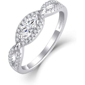 JO WISDOM 925 Sterling Silver Infinity Promise Wedding Engagement Rings for Women