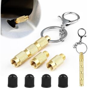 Universal Tire Deflator, 4 in 1 Brass Air Down Tire Deflator Offroad Accessories, Portable Valve Stem Tyre Pressure Relief for Bike Motor Offroad Vehicle Car SUV Truck (Four Parts Combination Pack)