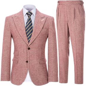 Mens Suits 2 Piece Herringbone Tweed Suit for Men Slim Fit Suit Set Formal Wedding Prom Tuxedos Business Tweed Suit