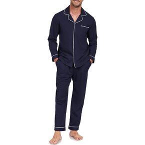 COLORFULLEAF Men's Pajama Sets 100% Cotton Soft Breathable Long Sleeve Mens Sleepwear
