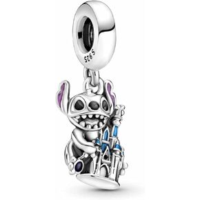 Stitch Castle Dangle Charm 925 Sterling Silver Pendant,Jewelry Bead Gift for Women Bracelet&Necklace
