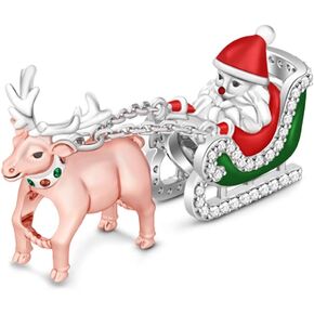 GNOCE Santa Claus Charm Sterling Silver Merry Christmas Santa Claus is Coming to Town Charm fit for Bracelet/Necklace Jewelry Gift for Christmas New Year