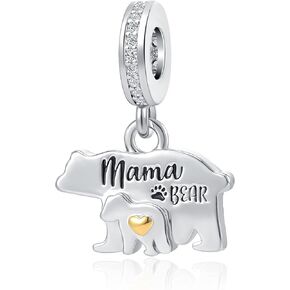 Mama Bear Charm Mother Daughter Dangle Bead for Women