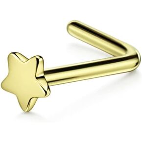 FANSING 20g Nose Rings L Shaped Nose Stud Surgical Steel Nose Studs for Women Men Star Nose Rings Studs 20 Gauge Nostril Piercing Jewelry 1 Piece