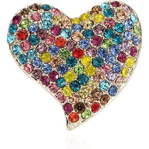 Just Follow Heart Pin Brooch Crystal Rhinestone Heart Brooch Love Pin for Women Valentine's Day Birthday Anniversary Wedding Party Bridal Gifts Clothes Accessories
