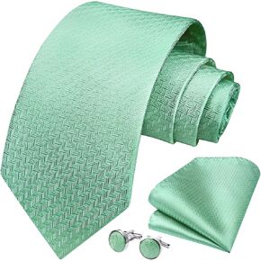 HISDERN Mens Tie Set Classic Woven Ties and Pocket Square Cufflinks Set Formal Business Wedding Neckties Handkerchief