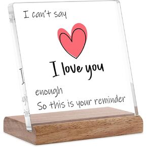 FreeJac I Love You Gifts for Her Him - Christmas Valentines Day Gifts for Girlfriend Wife Birthday Wedding Anniversary Keepsake Loving Acrylic Plaque Gifts for Boyfriend Husband Miss You Gifts