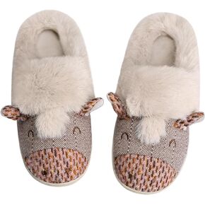 Women's Cute Cartoon Owl Slippers Fuzzy Slip On House Slipper with Memory Foam Comfy Non-Slip Warm Indoor House Shoes