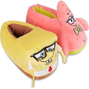 SpongeBob SquarePants Ladies Plush Slippers - Spongebob, Patrick Star, Mr Krabs - 3D Plush Slip-On Slippers