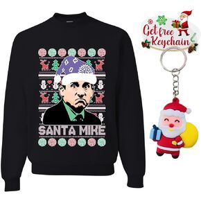 wild custom apparel Santa Mike Michael Scott The Office Ugly Christmas Sweater Crewneck Sweatshirt
