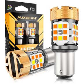 Auxbeam 2025 B21Pro Series 3157 Switchback LED Bulbs Built in Resistor CANBUS Error Free Anti Hyper Flash T25 3057 3457 4157 Bulbs White and Amber Super Bright Turn Signal Light/DRL Not For CK Socket