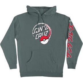SANTA CRUZ Poke Ball Dot Pullover Hooded Heavyweight Sweatshirt for Men, Alpine Green, Large