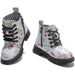 kkdom Boys Girls Waterproof Lace Up Side Zipper Ankle Combat Boots(Toddler/Little Kid/Big Kid)