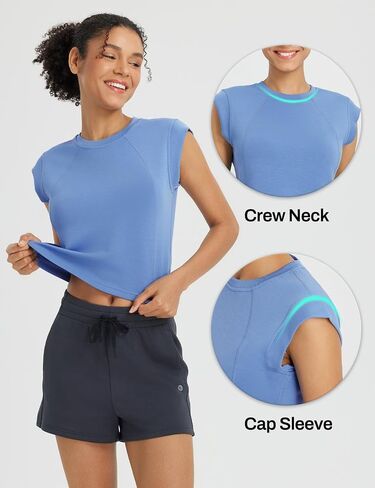 BALEAF Women's Workout Crop Tank Tops Modal Soft Sleeveless Athletic Yoga Running Gym Lounge Shirts Loose Fit in Saudi Arabia