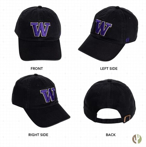 قبعة بيسبول جامعة صبار الصحراء بواشنطن U of W UW Huskies Husky حافة قبعات مطرزة قبعة قابلة للتعديل بحزام قماش للبالغين (نمط C1) أبيض in Saudi Arabia