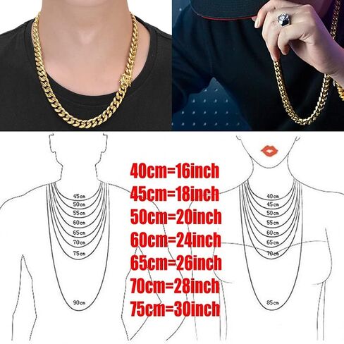 putouzip Miami Cuban Link Chain Set For Men 18K Gold Plated Stainless Steel 10/12mm Curb Bracelet Necklace Diamond Chains in Saudi Arabia