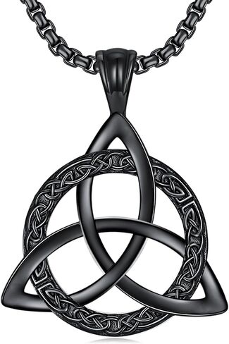 Celtic Necklace for men Sterling Silver Celtic Knot Triquetra Triangle Trinity Necklace Gift for Men in Kuwait