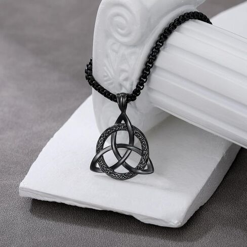 Celtic Necklace for men Sterling Silver Celtic Knot Triquetra Triangle Trinity Necklace Gift for Men in Kuwait