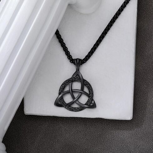 Celtic Necklace for men Sterling Silver Celtic Knot Triquetra Triangle Trinity Necklace Gift for Men in Kuwait