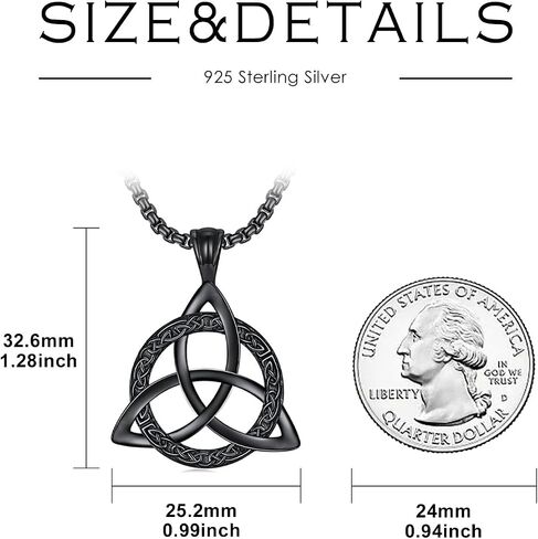 Celtic Necklace for men Sterling Silver Celtic Knot Triquetra Triangle Trinity Necklace Gift for Men in Kuwait