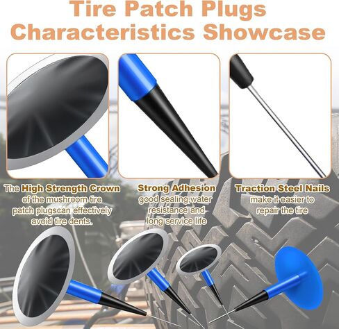 Tire Repair Patch Tool Kit Includes 24PCS Tire Patch Plugs(1.42"&1.81"&2.36"),Vulcanizing Glue,Tire Patch Roller,Tungsten Buffing Wheel and Twist Drill Bits,Tire Patch Kit for Vehicles in Saudi Arabia