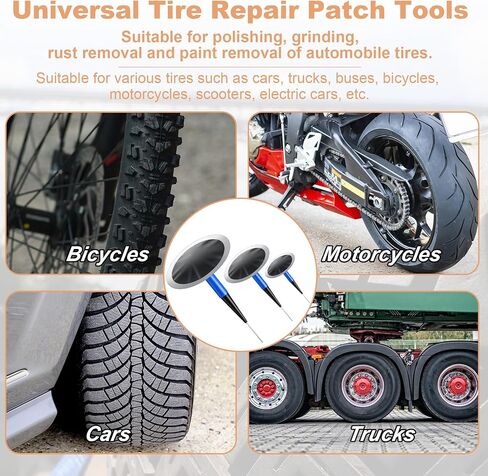 Tire Repair Patch Tool Kit Includes 24PCS Tire Patch Plugs(1.42"&1.81"&2.36"),Vulcanizing Glue,Tire Patch Roller,Tungsten Buffing Wheel and Twist Drill Bits,Tire Patch Kit for Vehicles in Saudi Arabia
