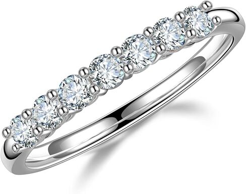 MOOSEA 7 Stone Moissanite Wedding Band for Women, D Color VVS1 Clarity Lab Created Moissanite Wedding Rings 14K White Yellow Rose Gold Vermeil Moissanite Anniversary Band for Women Promise Band Gifts in Saudi Arabia