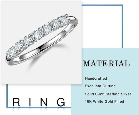 MOOSEA 7 Stone Moissanite Wedding Band for Women, D Color VVS1 Clarity Lab Created Moissanite Wedding Rings 14K White Yellow Rose Gold Vermeil Moissanite Anniversary Band for Women Promise Band Gifts in Saudi Arabia