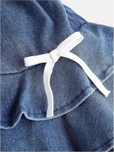 Floerns Girl's Ruched Strapless Tube Top Bowknot Denim Dress Cute Tiered Dress in Saudi Arabia