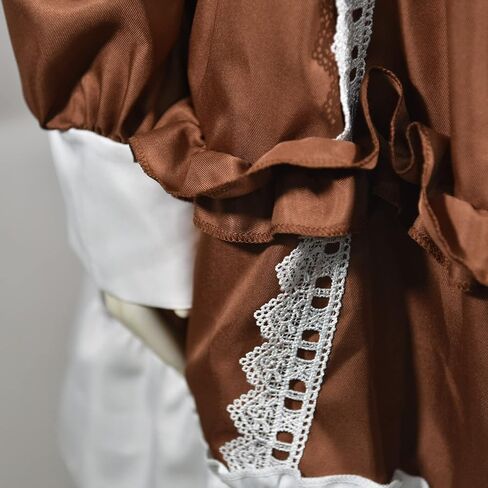 Girls Lolita Princess Dress Kawaii Long Sleeve Chiffon Skirt Cute Girl Dress Brown in Saudi Arabia
