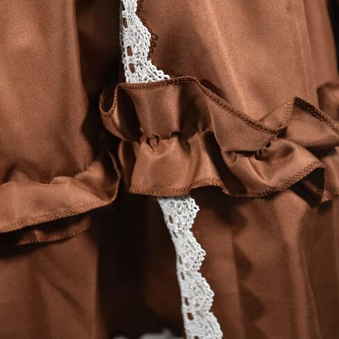 Girls Lolita Princess Dress Kawaii Long Sleeve Chiffon Skirt Cute Girl Dress Brown in Saudi Arabia
