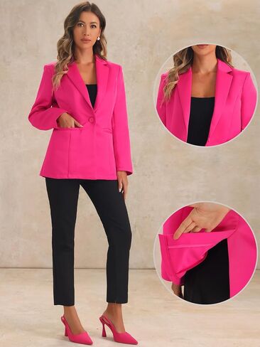 Allegra K Casual Blazers for Women's Long Sleeve Lapel Open Front Button with Pockets Work Blazer Jackets in Saudi Arabia
