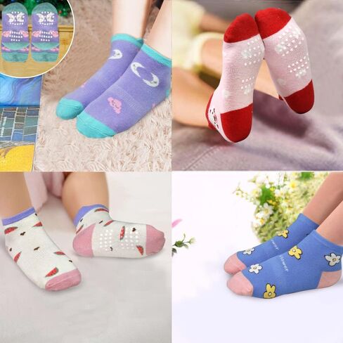 Tphon Non Slip Kids Toddler Socks with Grippers Baby 12 Pairs Anti Skid Socks for Boys Girls 0-7 Year Children in Kuwait